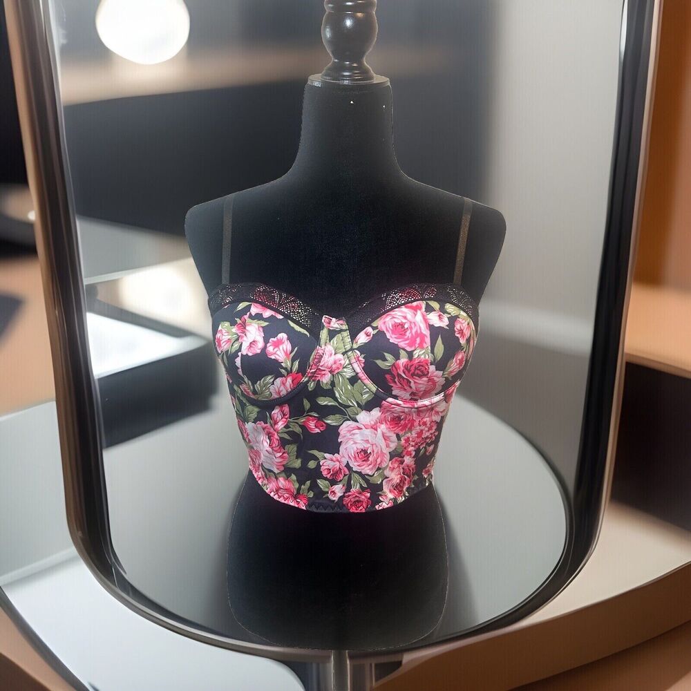 SHEIN Crop Top Floral Rose Bustier SZ - Large